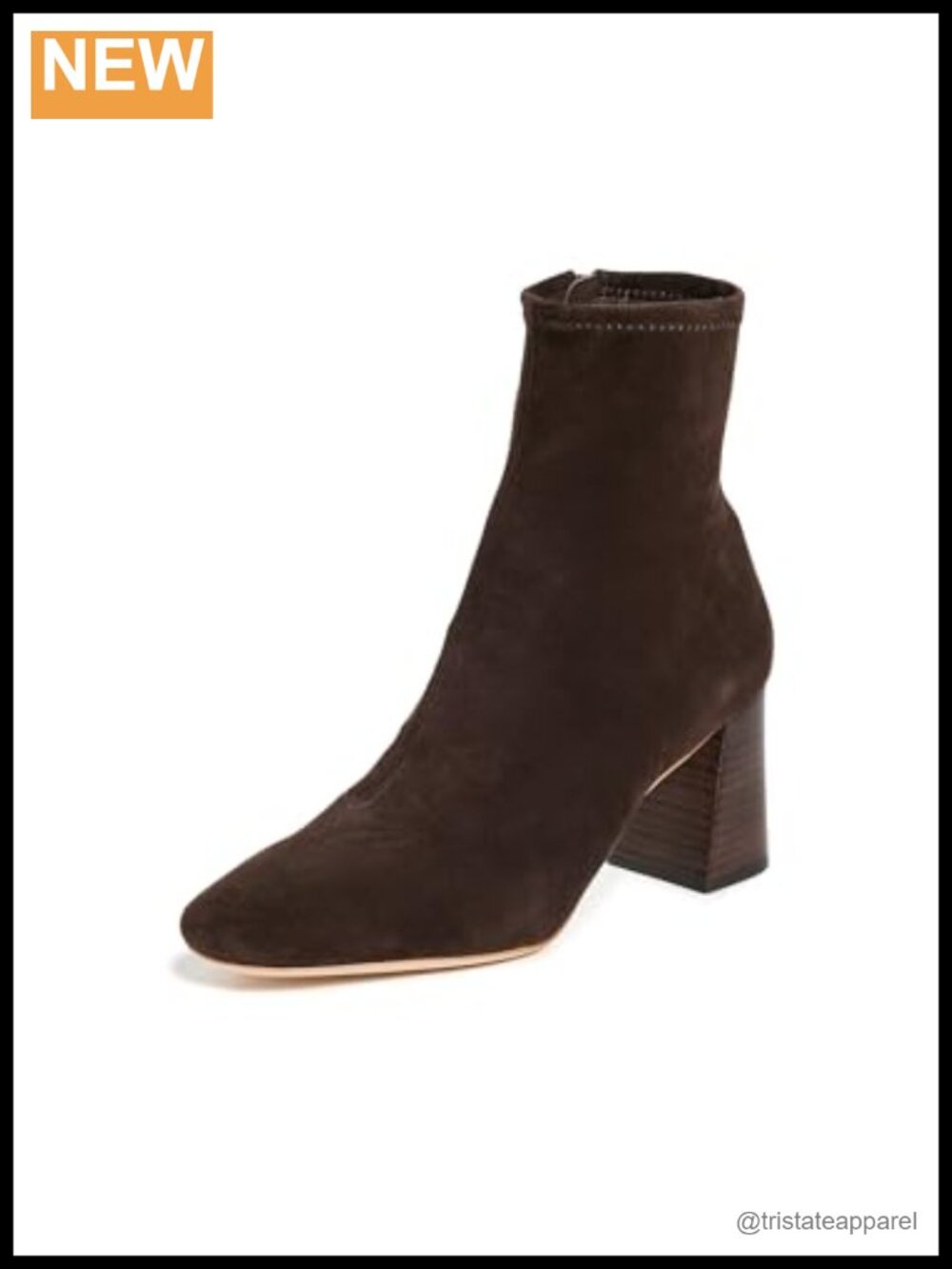 Stretch Leather Pointed Toe Ankle Booties Block Heel 3in